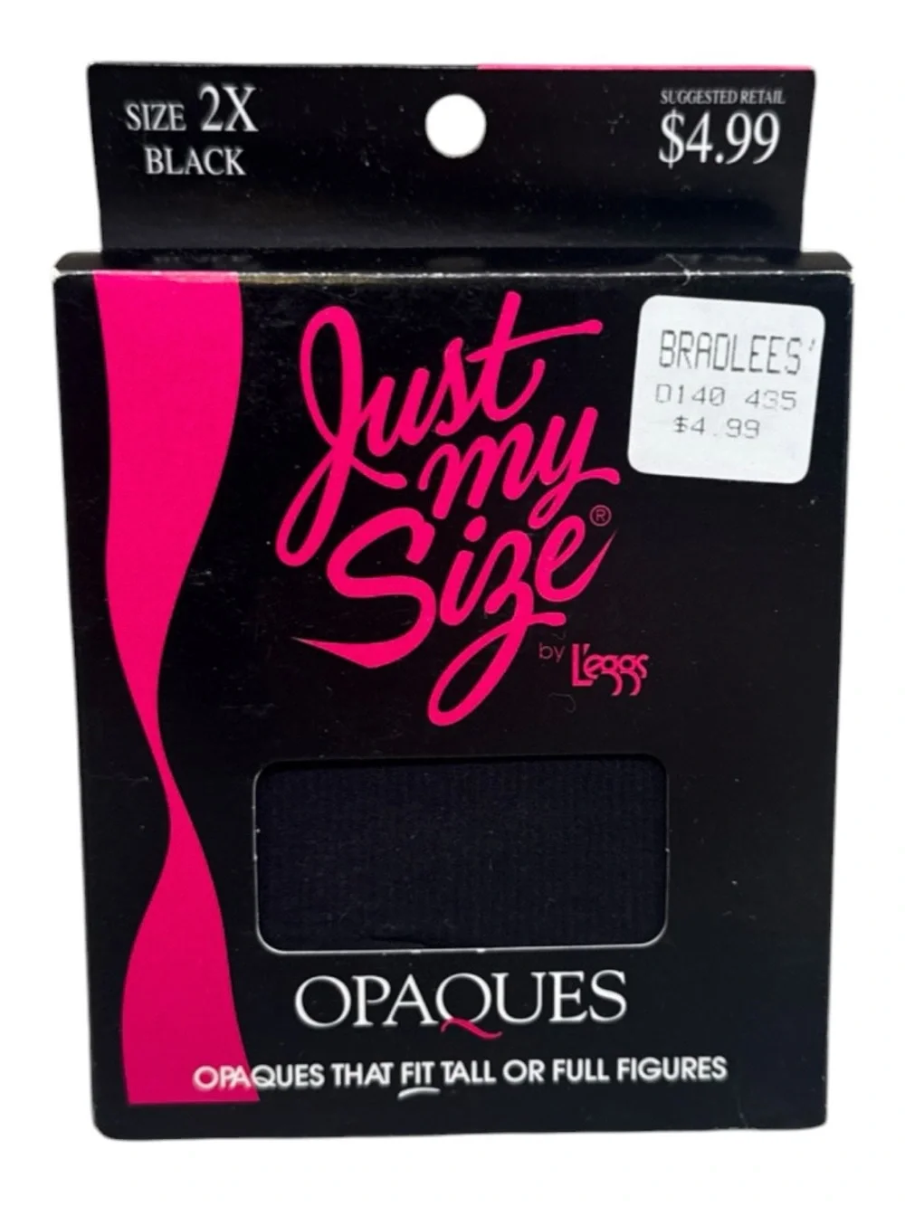 Leggs Just My Size Opaques Pantyhose Tights Size 2X Black